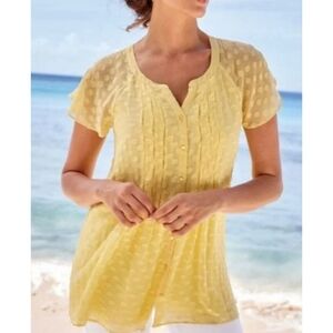 Soft Surroundings Polka Dot Semi Sheer Lined Top